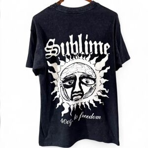 NWT Y2K Men’s Black Sublime Graphic Layered-Effect T-Shirt Size Medium